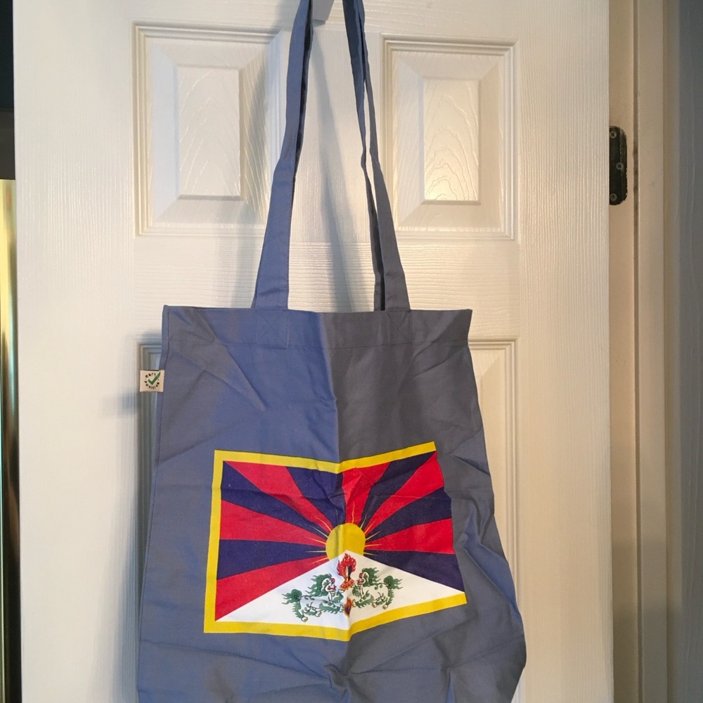 Denim blue Tote Bag with Tibet Flag Design